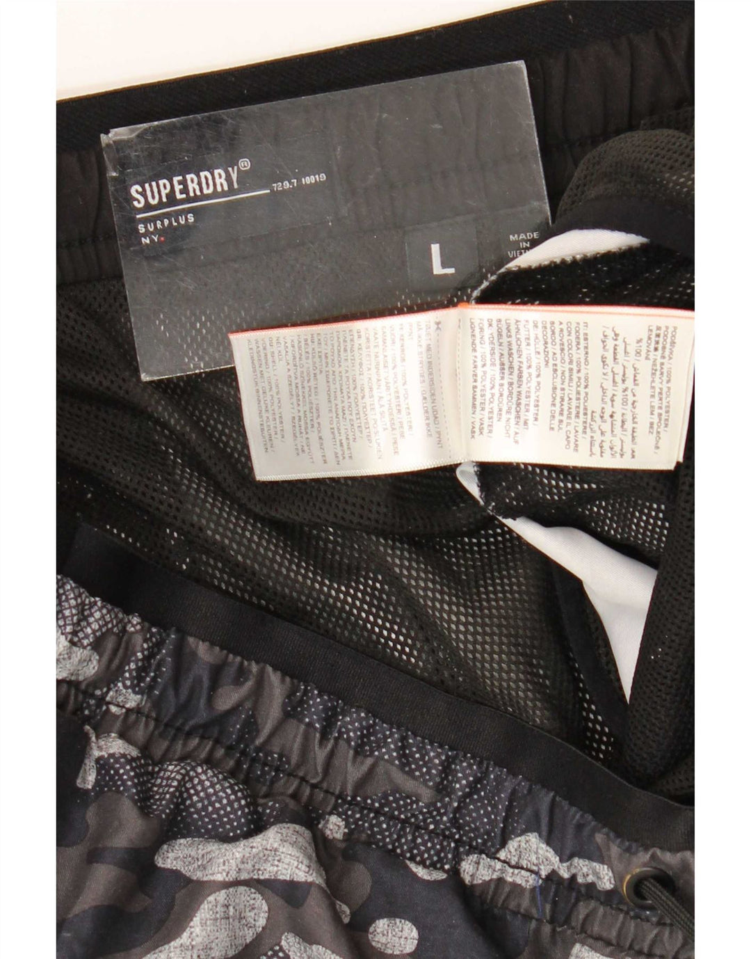 Pantaloncini da bagno da uomo Superdry grandi in poliestere mimetico multicolore