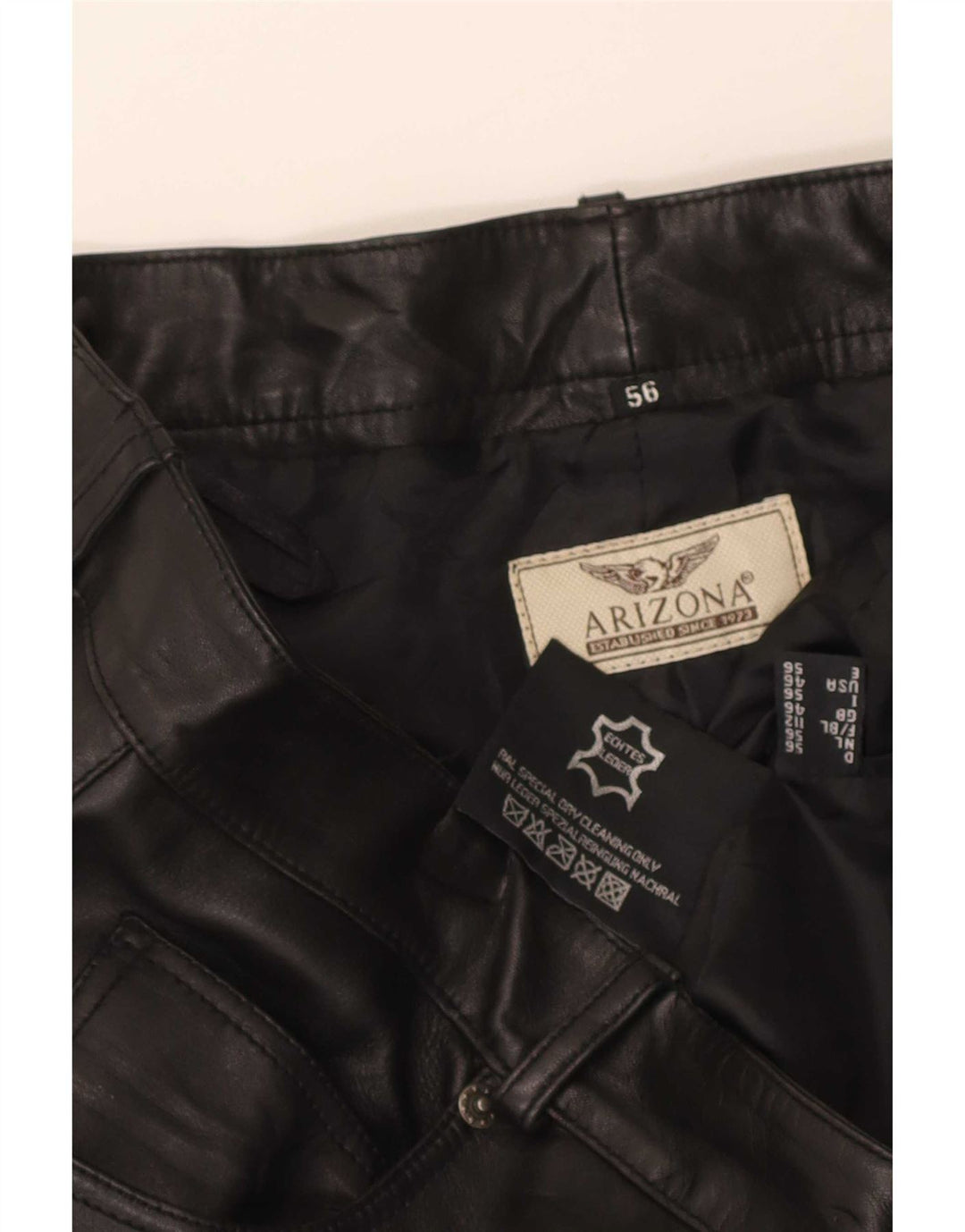 Pantaloni dritti in pelle da uomo Arizona W36 L32 neri
