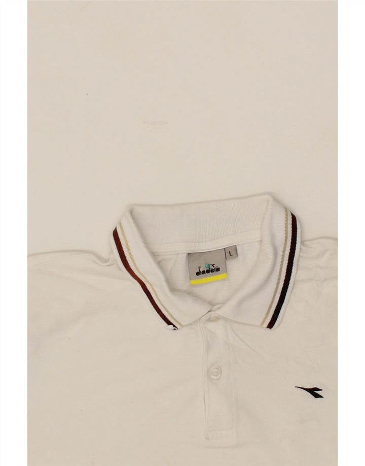 DIADORA Mens Polo Shirt Large White Cotton Vintage Diadora and Second-Hand Diadora from Messina Hembry 