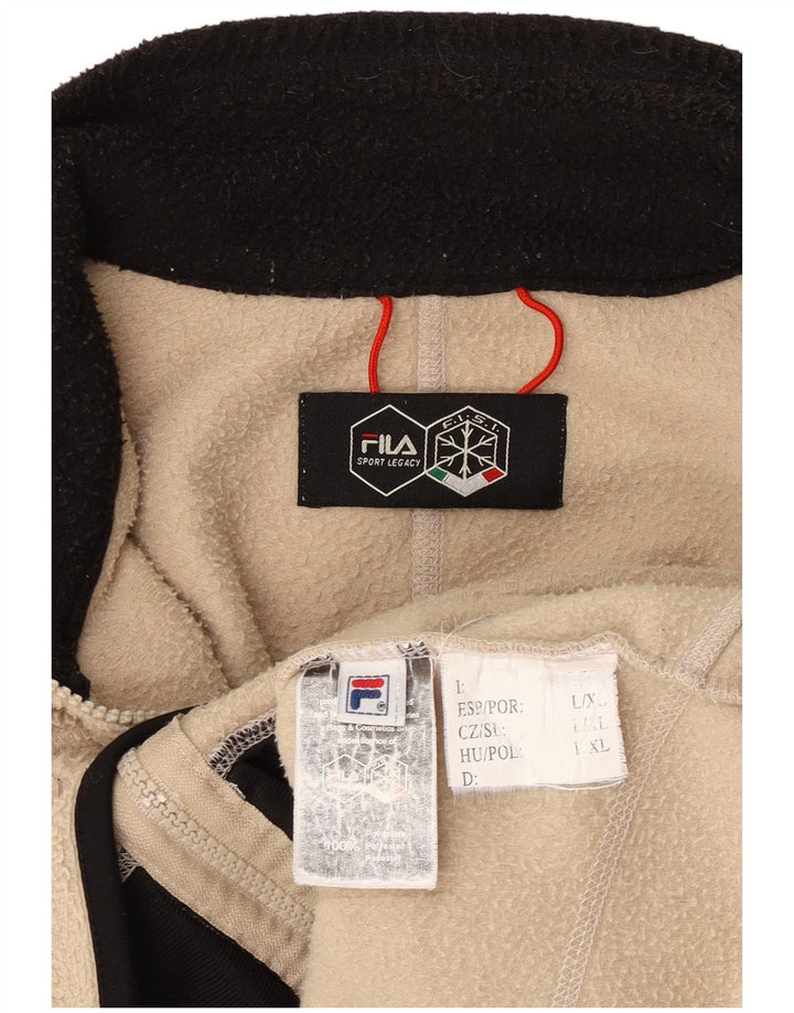 Giacca in pile da uomo Fila UK 40 Large Beige Colourblock Poliestere
