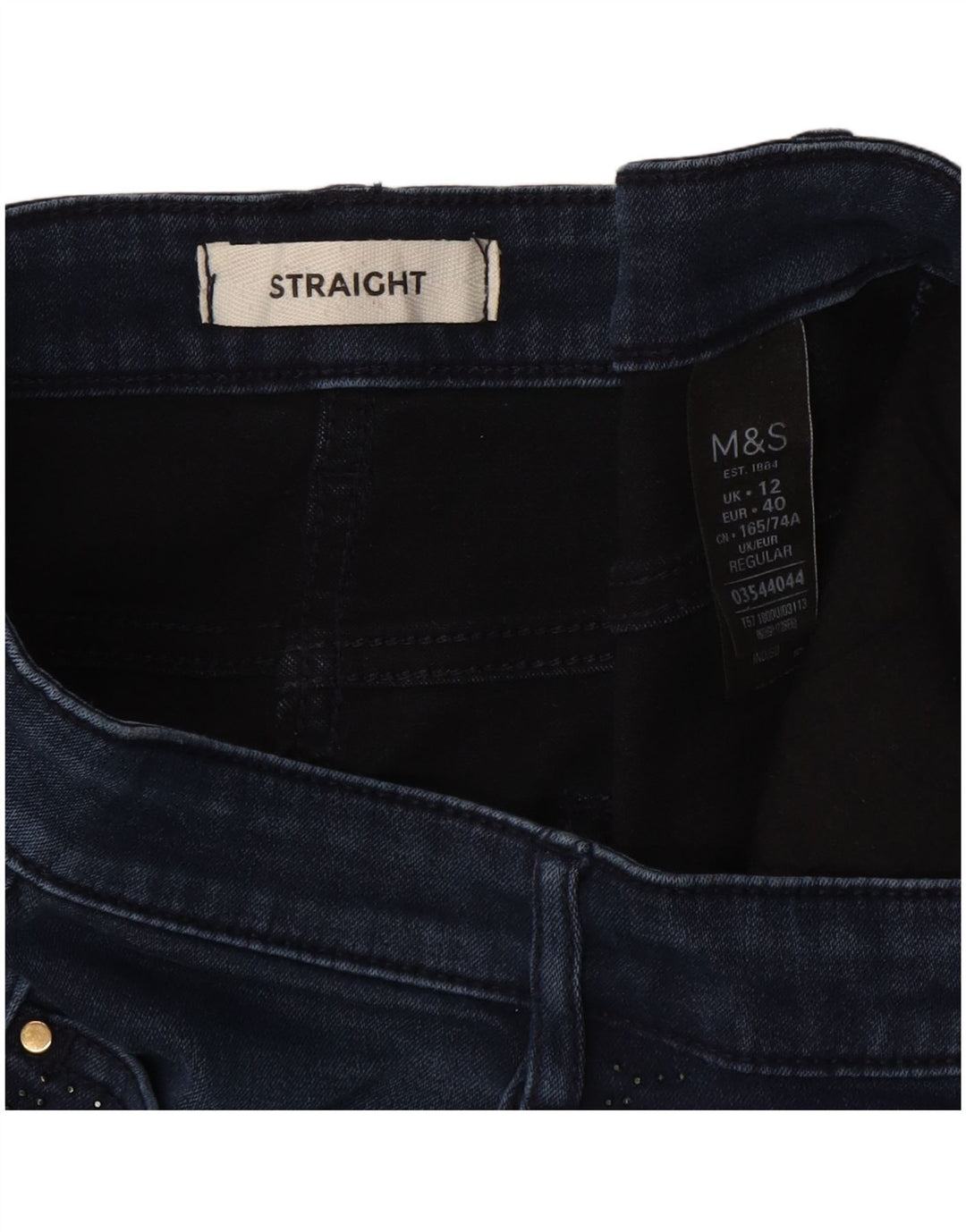 Jeans dritti da donna Marks & Spencer UK 12 medio W30 L30 cotone blu