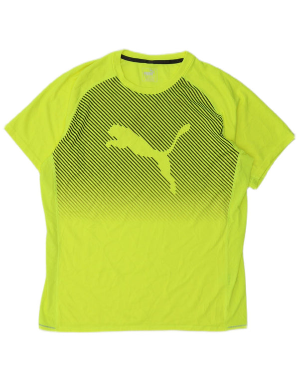 T-shirt grafica da uomo PUMA Top grande in poliestere gessato giallo