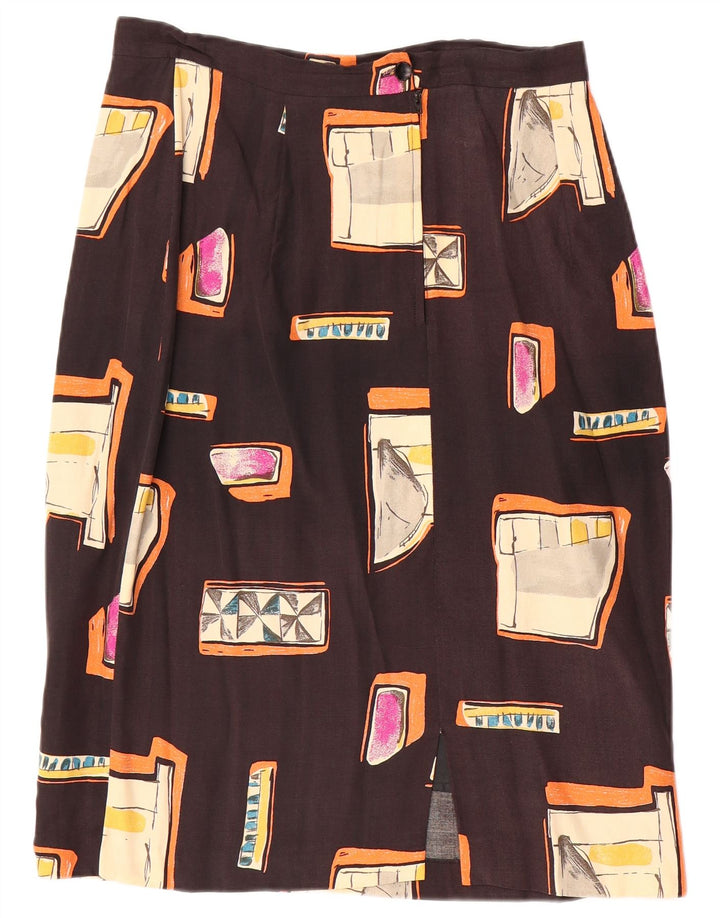 Gonna dritta da donna vintage W30 marrone medio geometrico