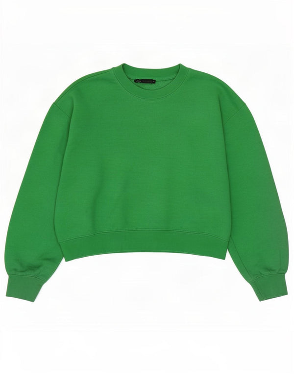 Felpa corta oversize da donna Zara, maglione, UK 10, piccola, verde, in poliestere