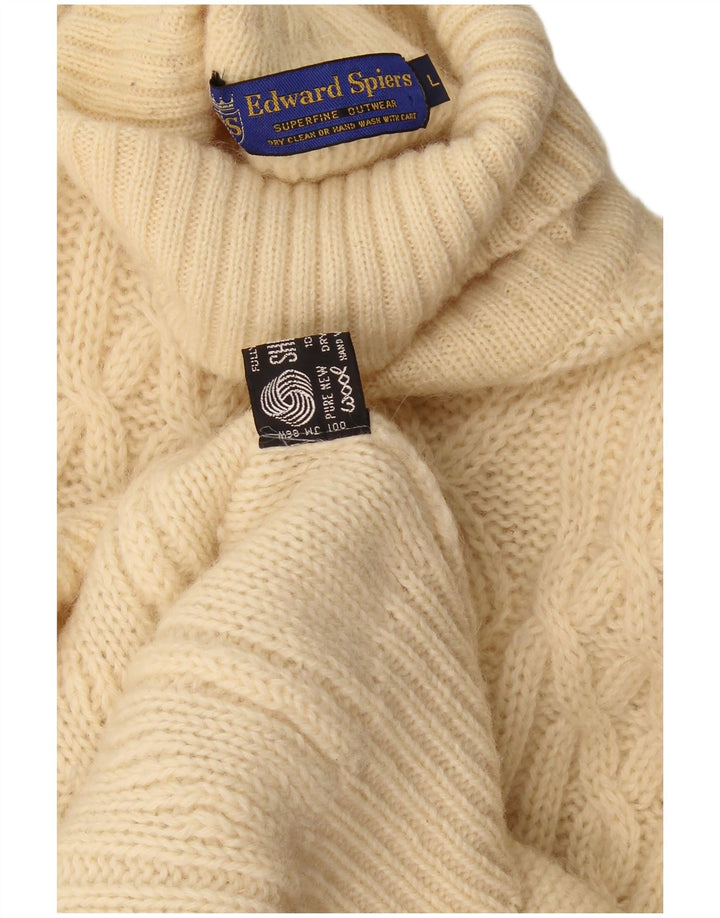 Maglione da uomo a collo alto Edward Spires, grande, in lana beige