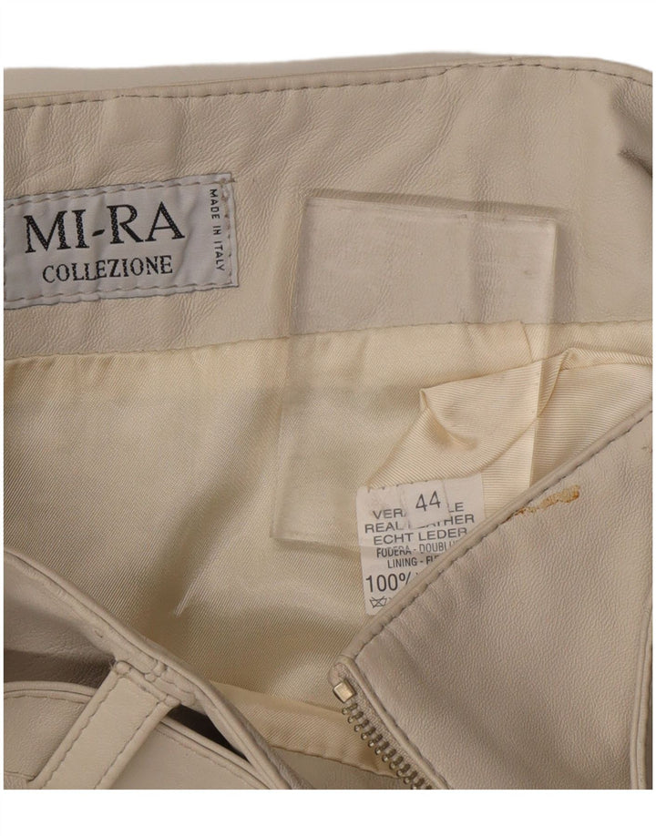 Gonna in pelle da donna VINTAGE IT 44 media W28 in pelle grigia