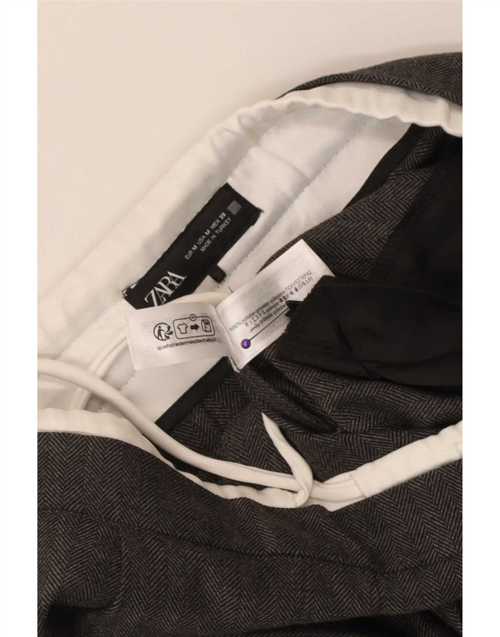 Pantaloni chino a gamba larga da donna Zara medi W28 L30 grigi a spina di pesce