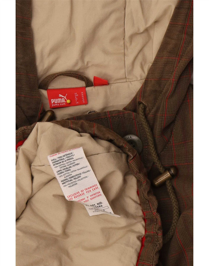 Giacca Parka con cappuccio da donna Puma UK 12 Cotone a quadri marrone medio