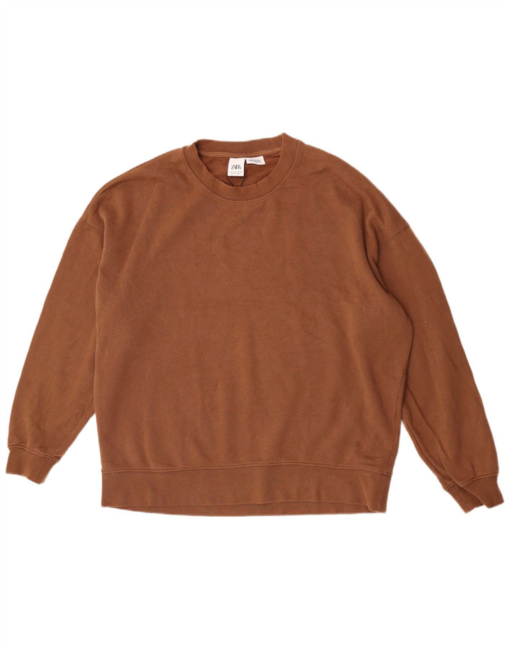 Felpa oversize da uomo Zara, maglione grande, cotone marrone