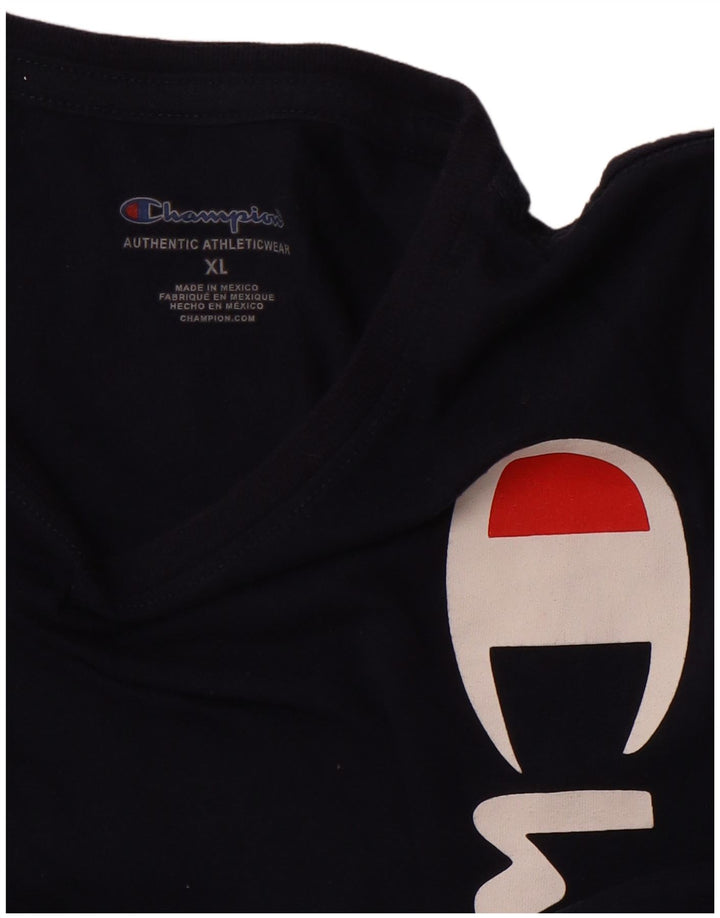 T-shirt grafica da donna CHAMPION Top UK 18 XL Blu navy