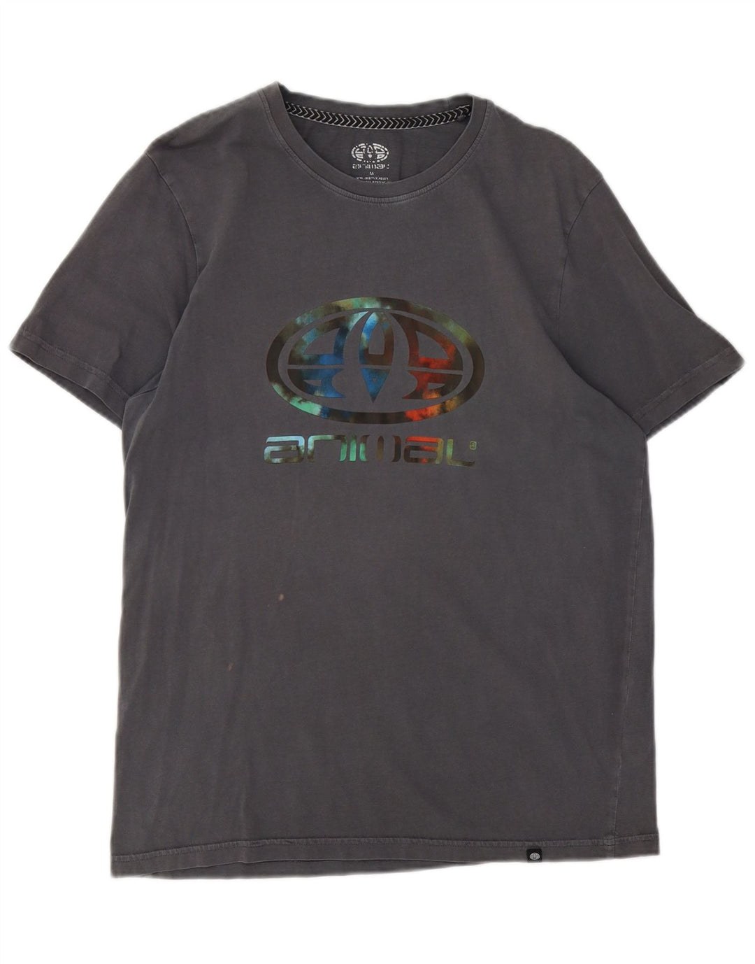 T-shirt grafica da uomo con animali in cotone grigio medio