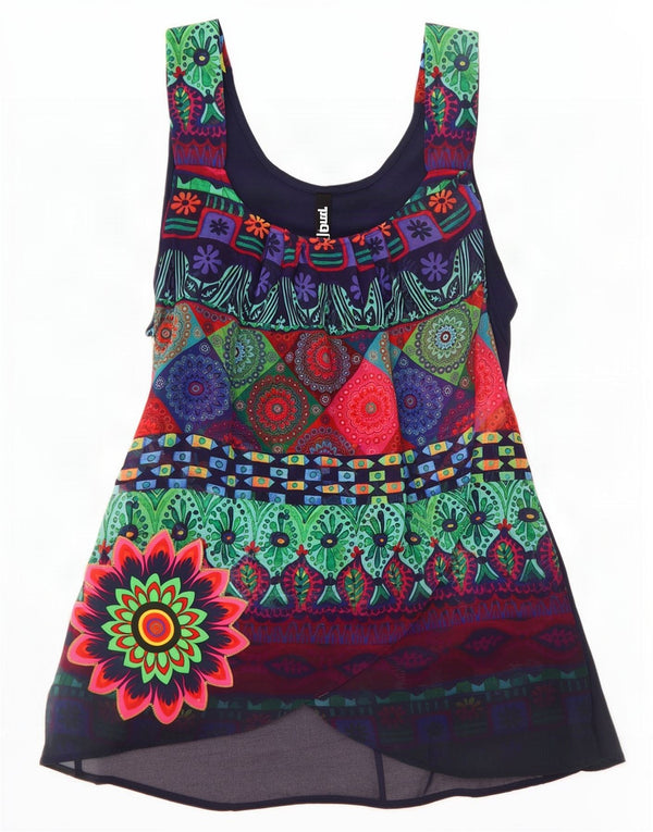 Desigual Camicetta grafica da donna Top UK 8 Piccolo floreale multicolore