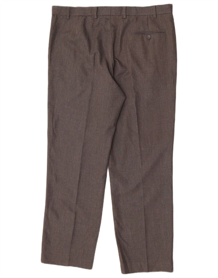 Pantaloni da abito vestibilità regolare da uomo Marks & Spencer W38 L31 poliestere grigio