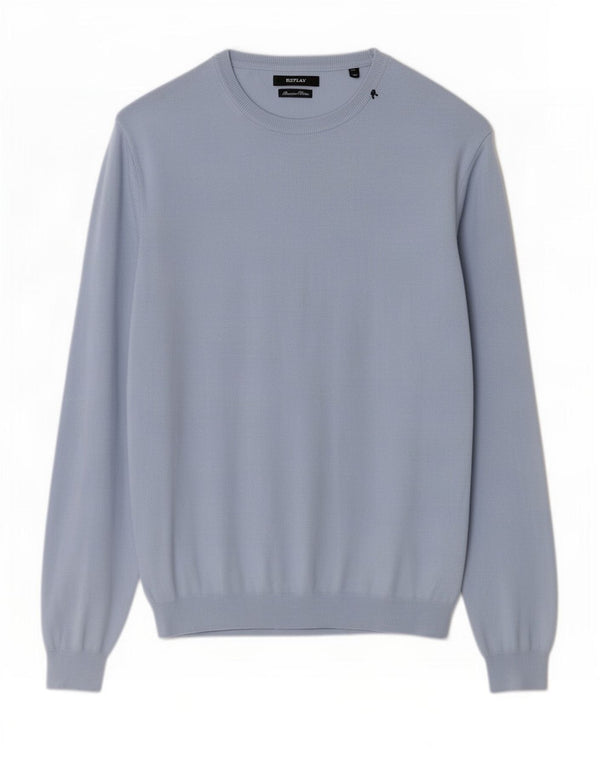 Replay Maglione da uomo con scollo a barca XL in cotone blu