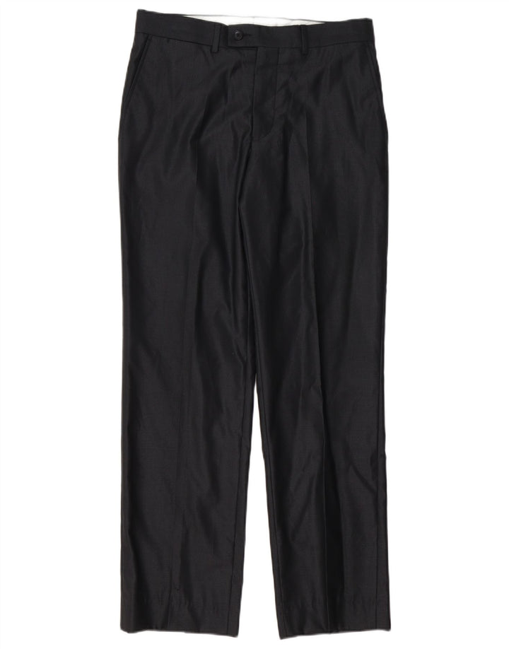 Pantaloni da abito dritti da uomo Zara EU 38 Small W30 L30 Poliestere nero