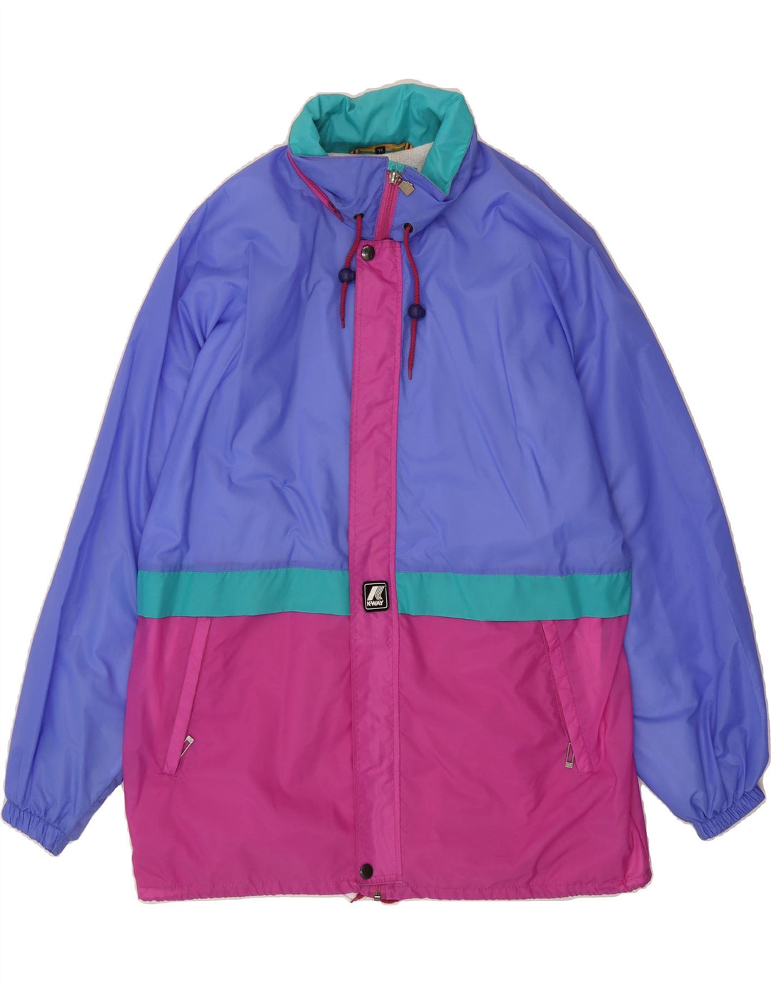 K-WAY Mens Rain Jacket UK 42 XL Multicoloured Colourblock Polyamide Vintage K-Way and Second-Hand K-Way from Messina Hembry 