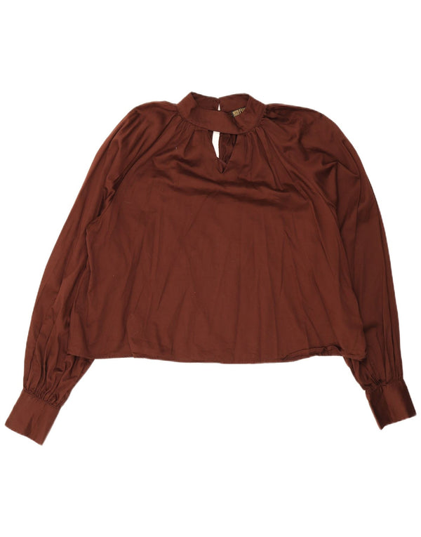 Biba Camicetta a maniche lunghe corta da donna Top UK 14 Large Marrone Cotone