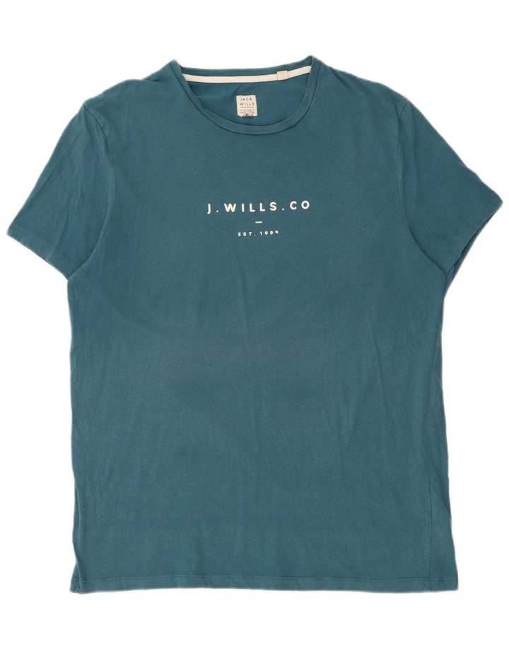 T-shirt grafica da uomo Jack Wills Top in cotone blu medio
