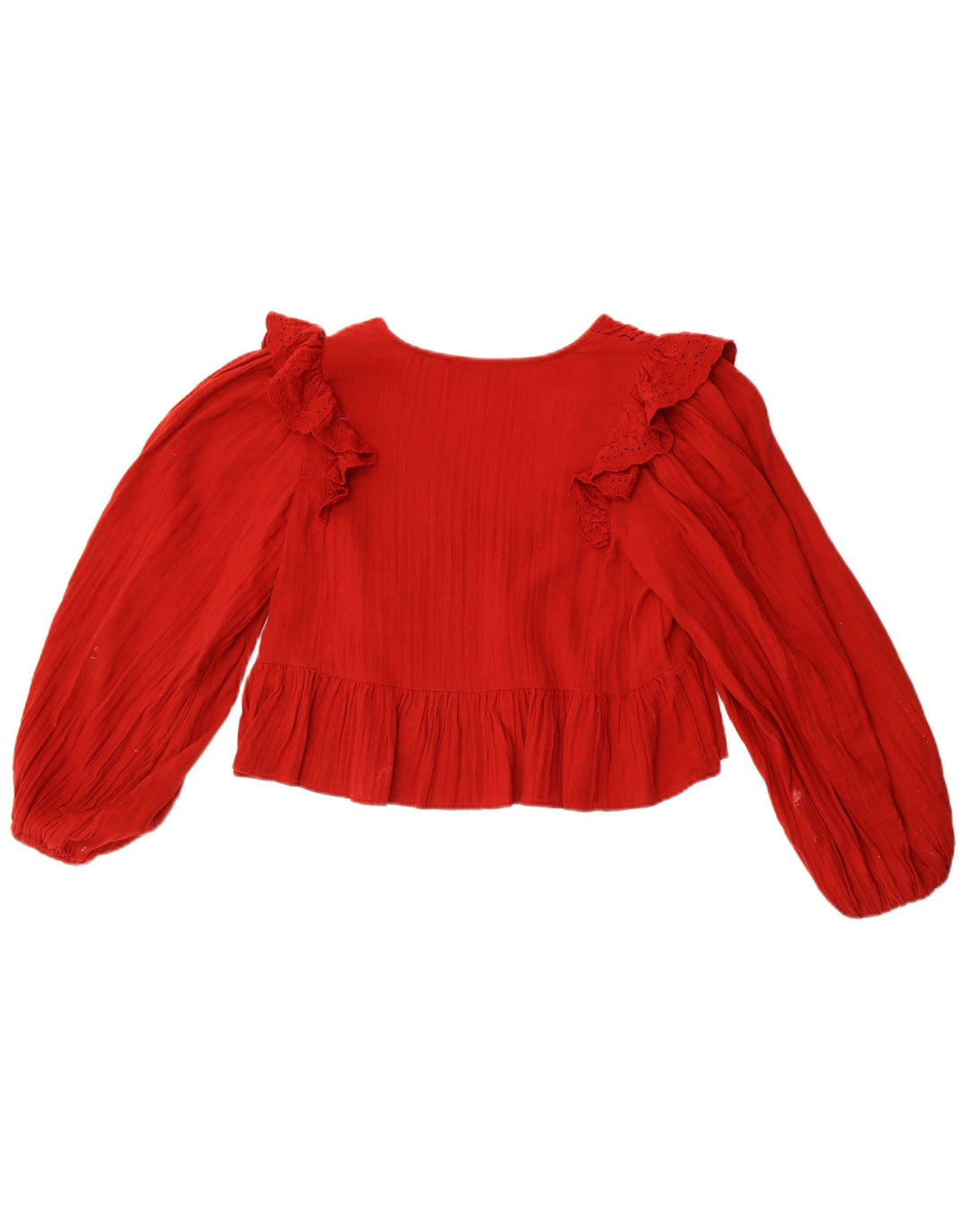 Camicetta corta a maniche lunghe da donna Zara UK 10 piccola rossa in poliestere