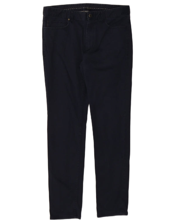 Pantaloni casual slim da uomo Zara EU 42 Large W32 L30 cotone blu navy