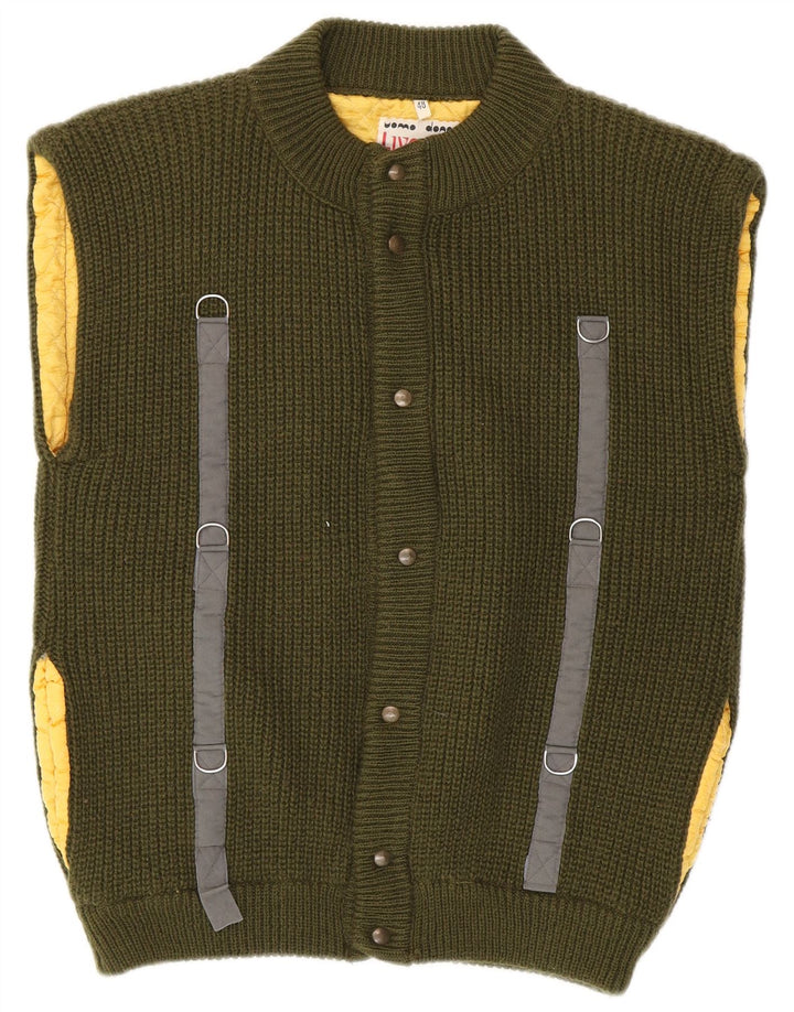 Maglione cardigan senza maniche da uomo Liverani IT 48 lana kaki media