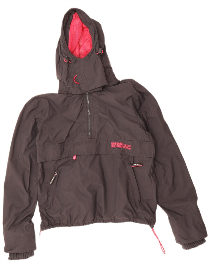 SUPERDRY Womens Hooded Windbreaker Jacket UK 16 Large Black