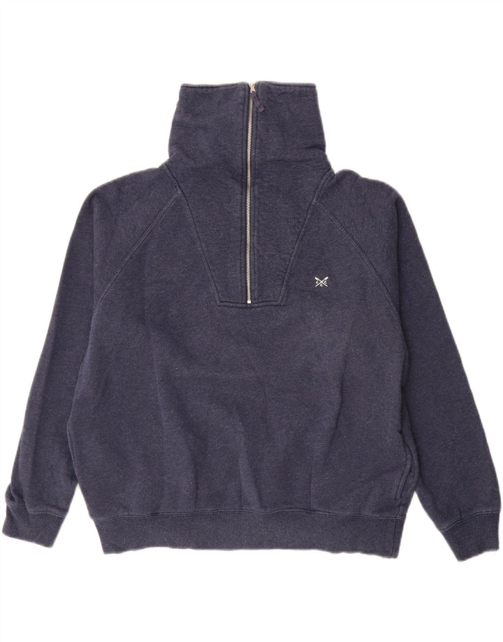 CREW CLOTHING Felpa oversize da donna maglione UK 10 piccolo blu navy