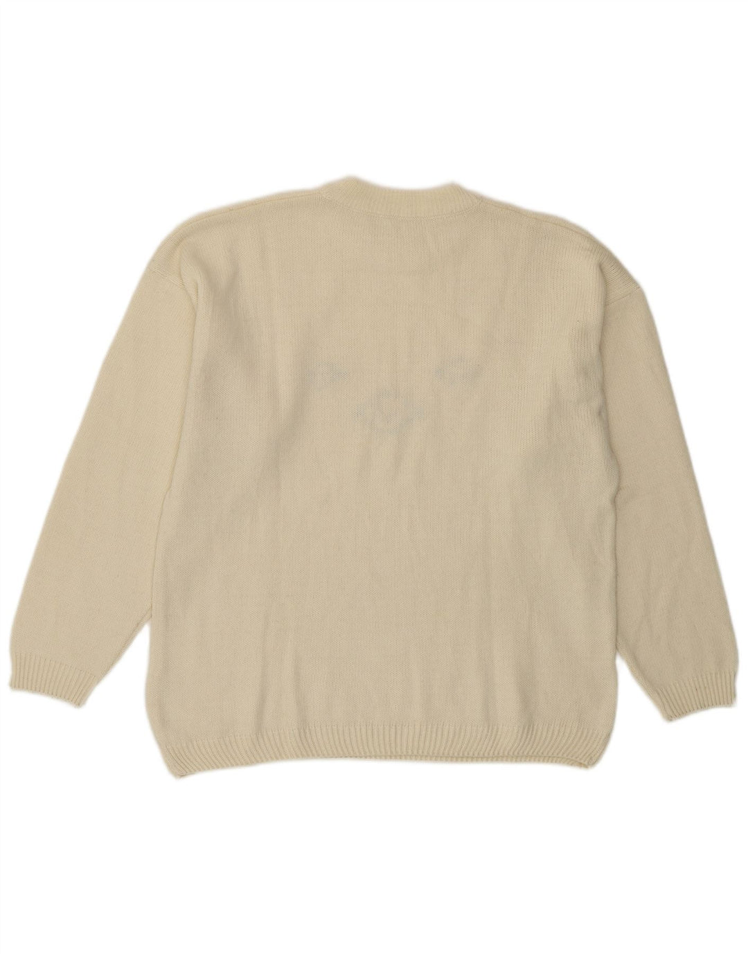 Maglione maglione girocollo da donna vintage UK 14 lana bianco sporco medio