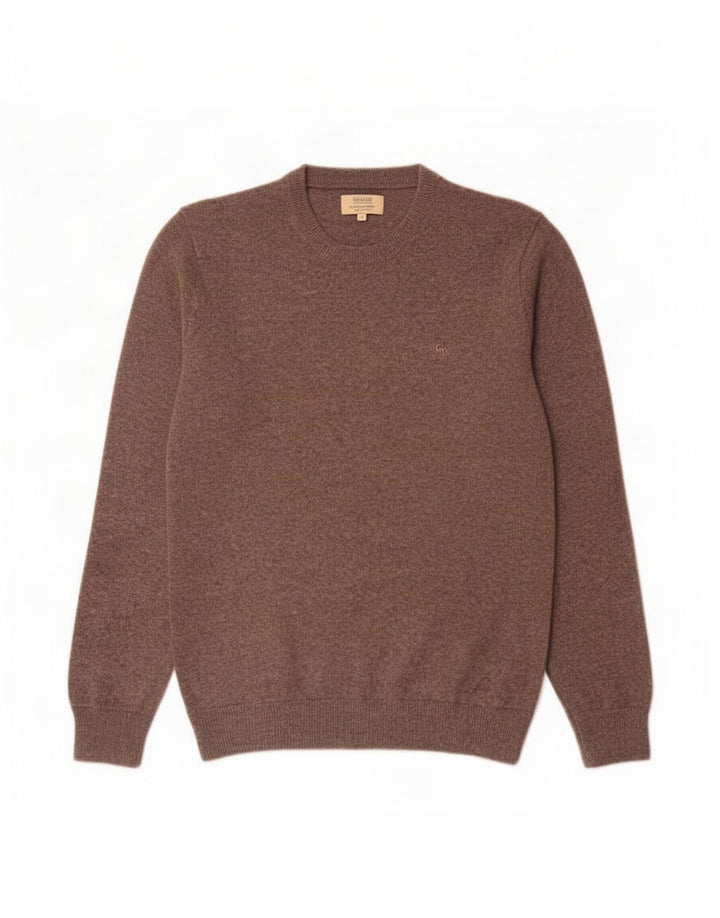Maglione maglione girocollo da uomo Magee in cashmere screziato marrone medio