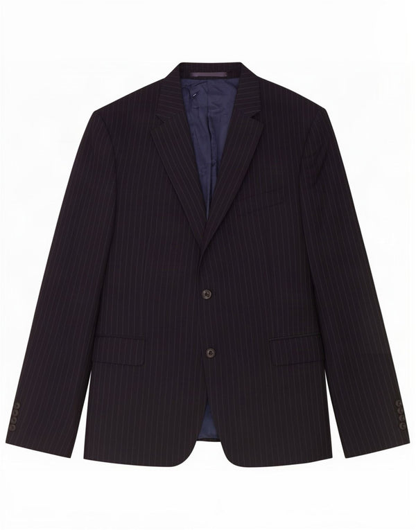 Marks & Spencer Mens 2 Button Blazer Jacket UK 42 Large Navy Blue Pinstripe
