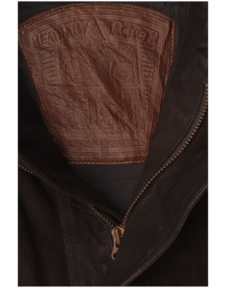 Cappotto in pelle vintage da uomo UK 40 grande in pelle nera