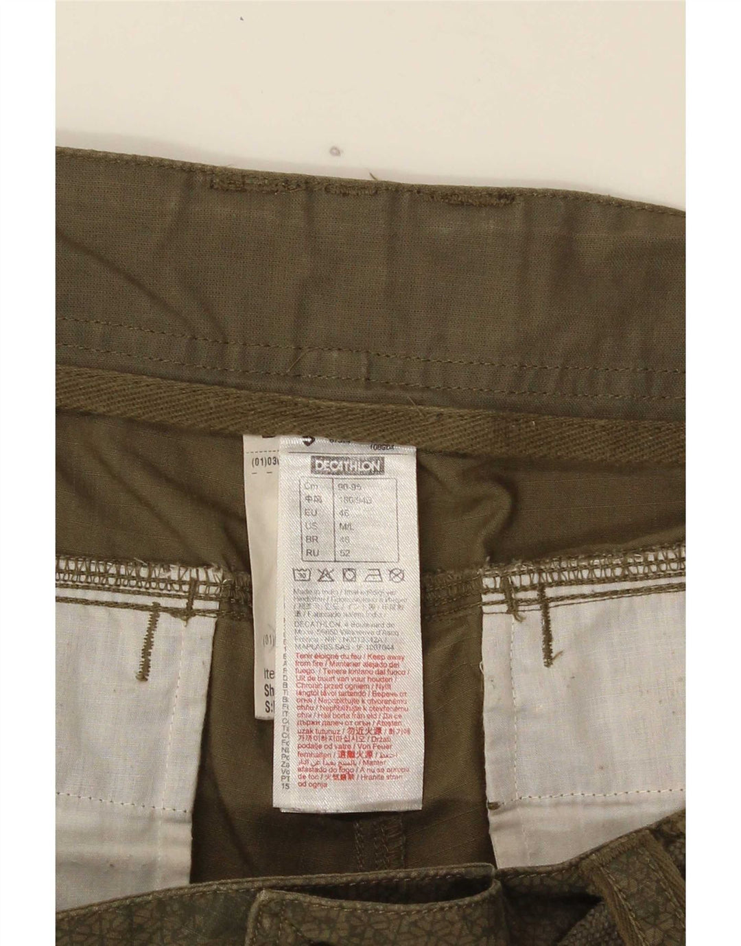 Pantaloncini cargo da donna Decathlon IT 52 XL W36 cotone geometrico kaki