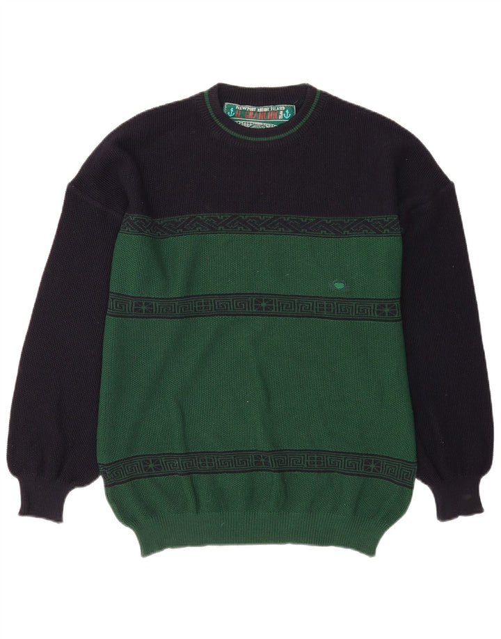Maglione girocollo da uomo Il Granchio color block verde medio