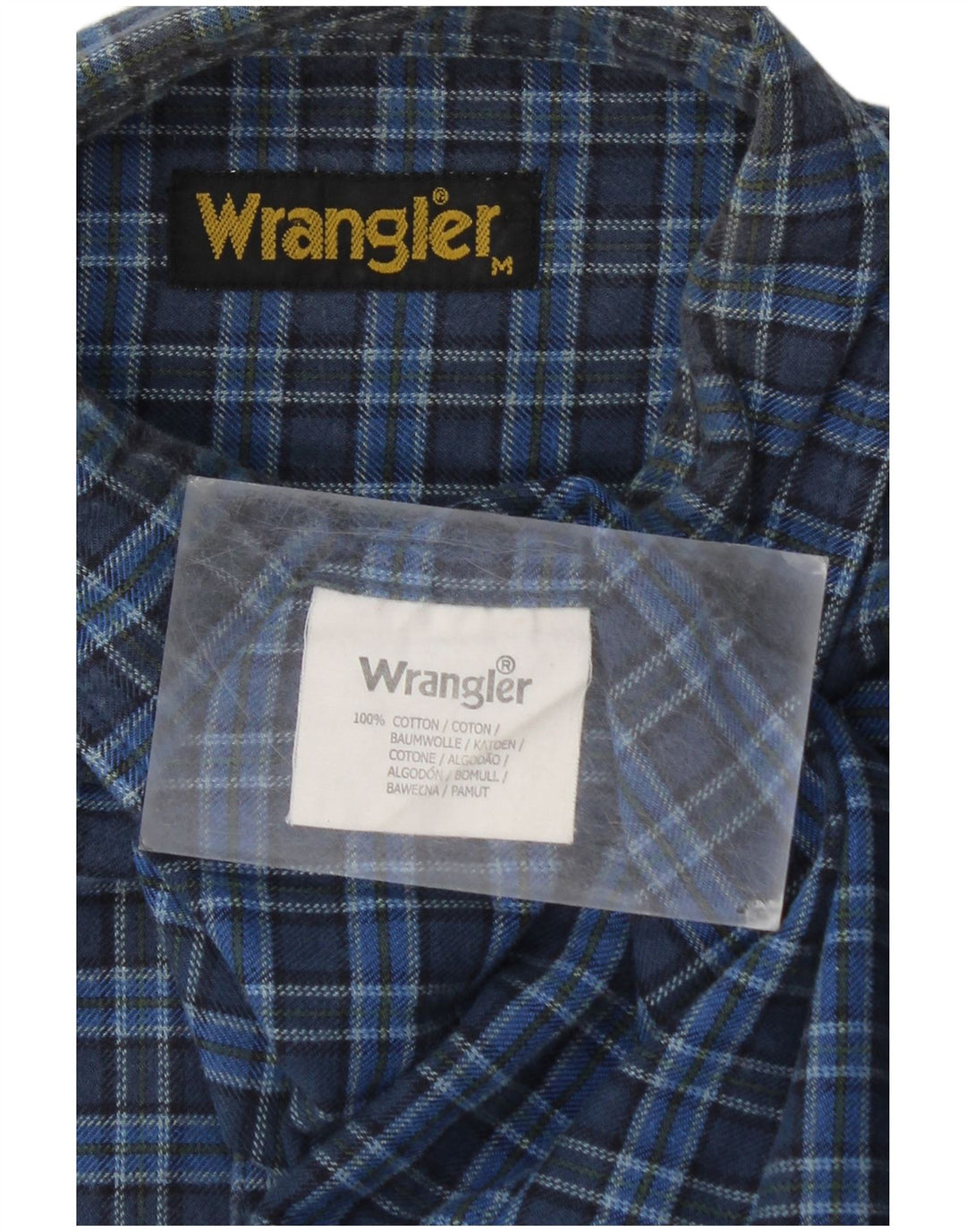 Camicia da uomo in flanella Wrangler in cotone a quadri blu medio