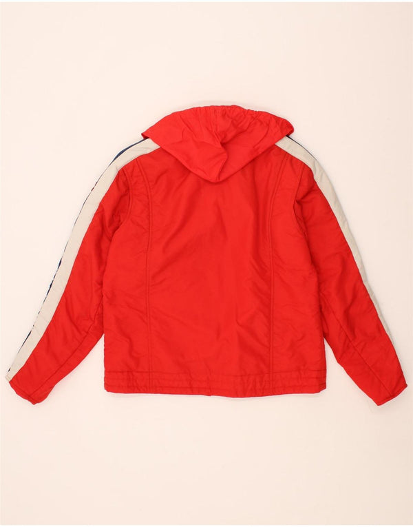 ELHO Mens Hooded Windbreaker Jacket UK 40 Large Red Colourblock Polyamide