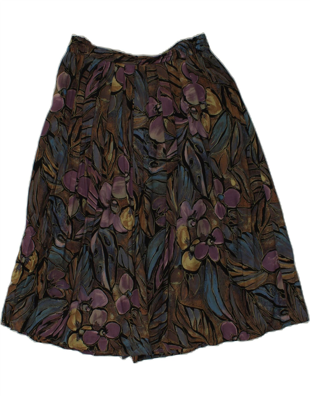 VINTAGE Womens Pleated Skirt EU 38/40 Medium W30 Multicoloured Floral Vintage Vintage and Second-Hand Vintage from Messina Hembry 