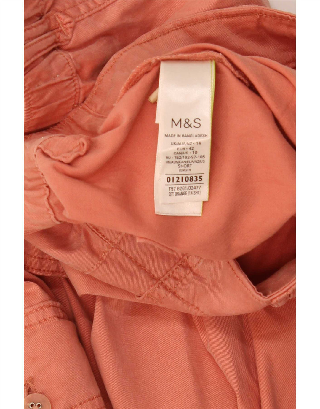 Pantaloni cargo corti Marks & Spencer da donna UK 14 Large W32 L26 Arancioni