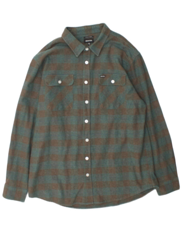 Camicia da uomo in flanella vestibilità standard Brixton 2XL cotone a quadretti verde
