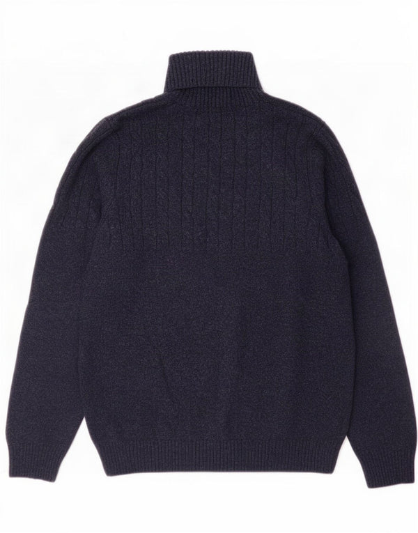 Marks & Spencer Mens Regular Fit Roll Neck Jumper Sweater Large Navy Blue