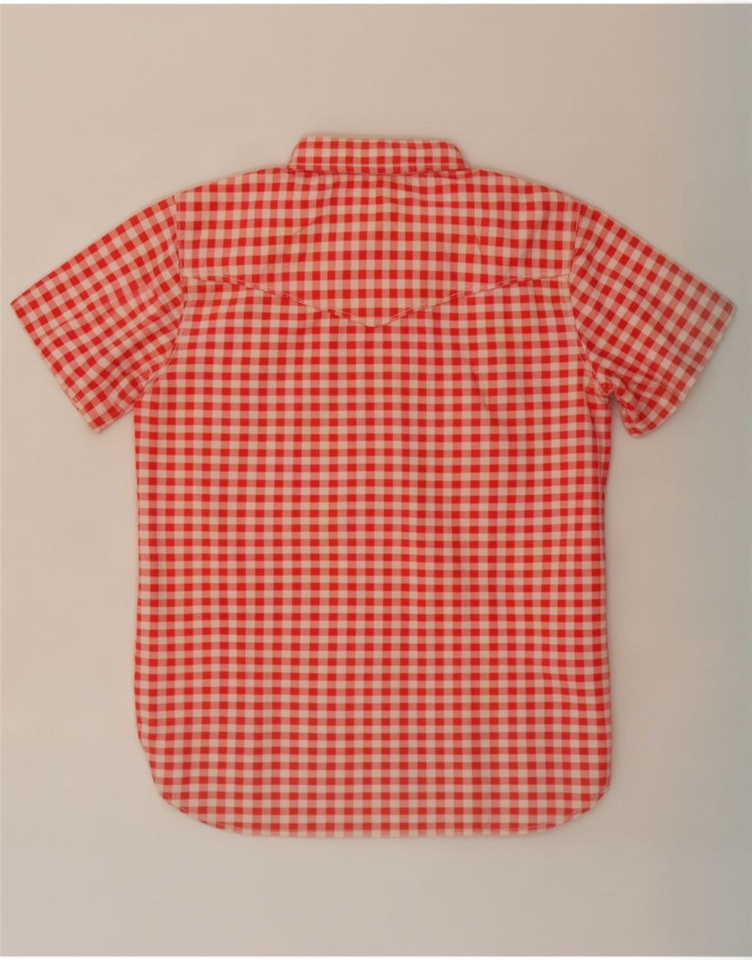 Camicia a maniche corte da donna vintage UK 12 a quadretti rosa medio