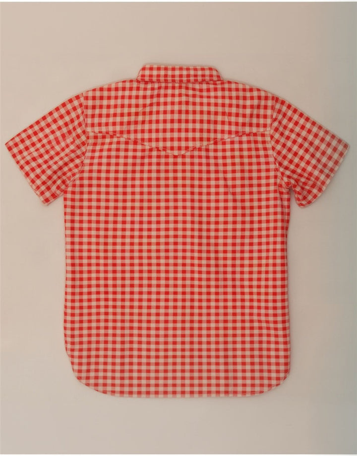 Camicia a maniche corte da donna vintage UK 12 a quadretti rosa medio