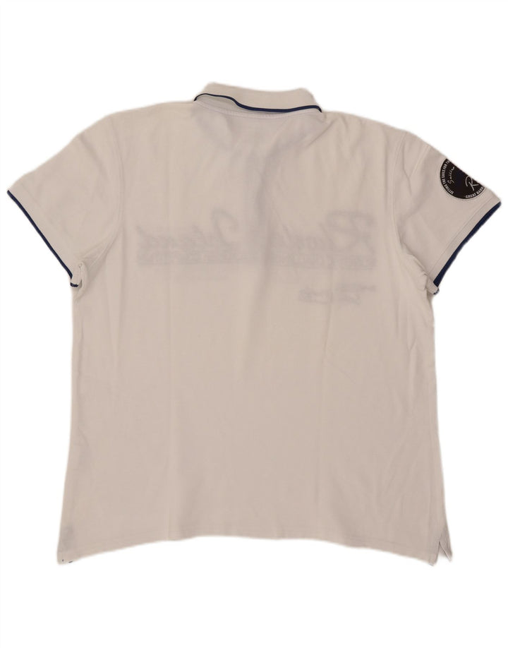 Polo grafica da uomo Rhode Island grande in cotone bianco