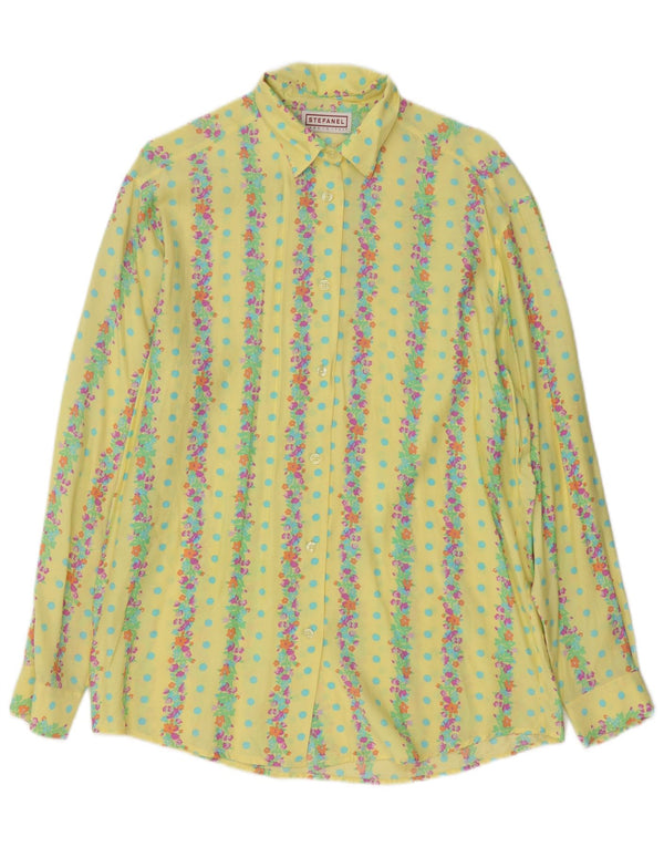 Camicia da donna Stefanel UK 16 Rayon floreale giallo grande