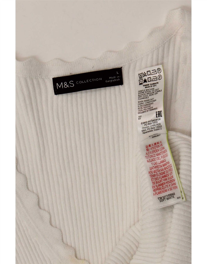 T-shirt da donna Marks & Spencer Top UK 14 Large bianca in viscosa