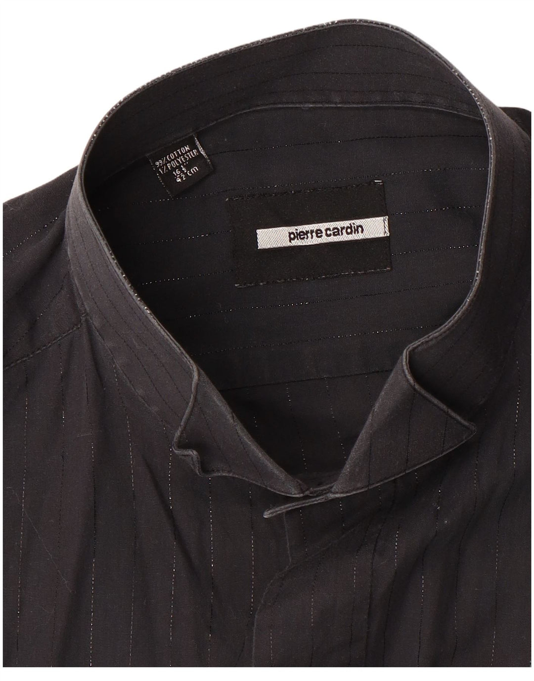 PIERRE CARDIN Camicia formale da uomo taglia 16 1/2 41 Gessato nero grande