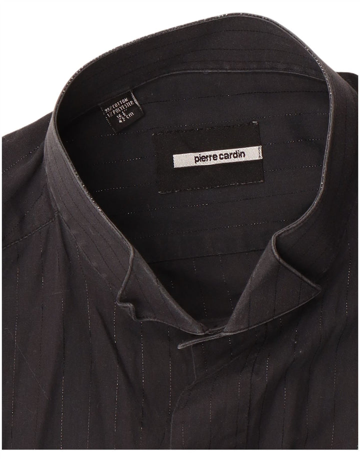 PIERRE CARDIN Camicia formale da uomo taglia 16 1/2 41 Gessato nero grande