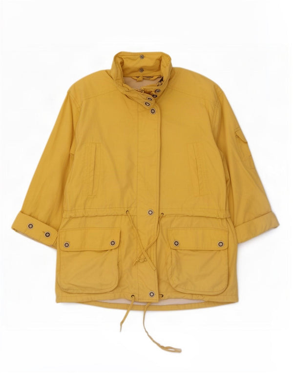 Cappotto vintage da donna oversize con cappuccio, giacca a vento UK 18 XL giallo