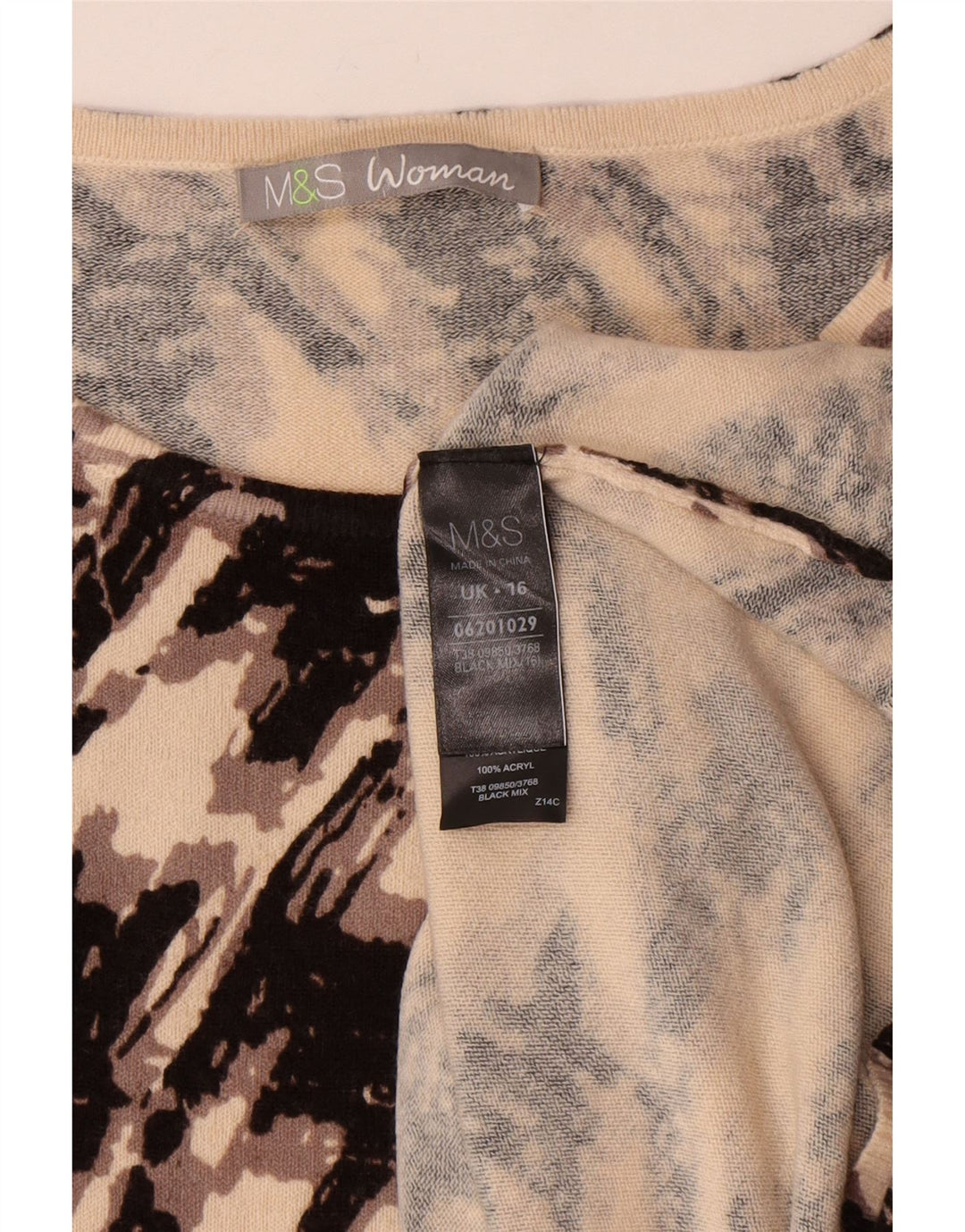 Abito maglione da donna Marks & Spencer UK 16 grande pied de poule nero