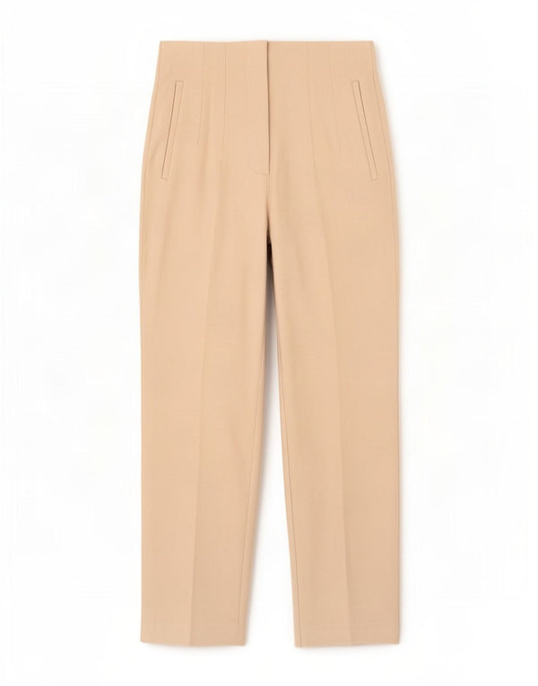 Pantaloni da abito affusolati a vita alta da donna Zara medi W28 L26 poliestere beige