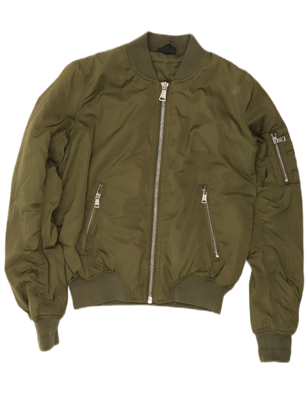 Giubbotto bomber imbottito da donna Topshop UK 8 piccolo poliestere verde
